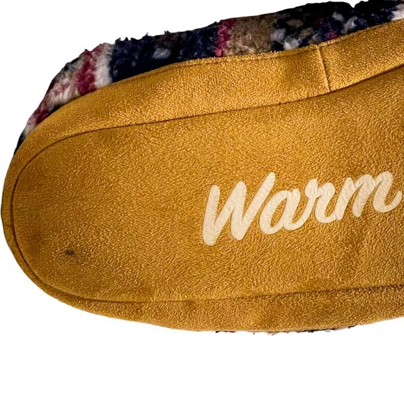 Fair Isle Teddy Fleece Slippers Women’s 9-10 — Cozy Sherpa Closed Back - Picture 7 of 11